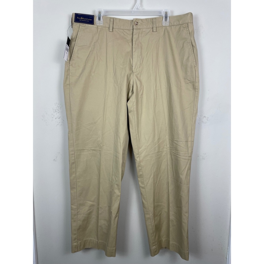 NEW Polo Ralph Lauren Preston Pants Mens 38x30 Khaki Tan Chino Straight Leg Pony - Picture 2 of 9
